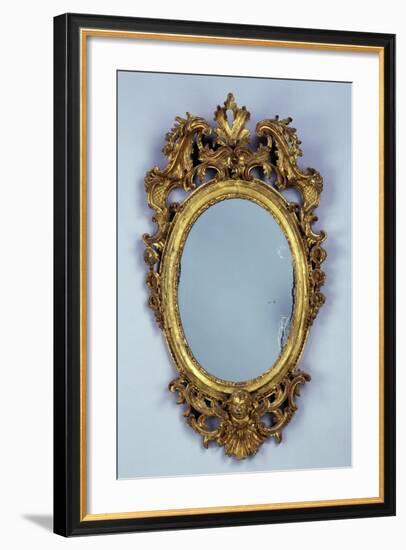 Mirror, Carved and Gilded Wood, Italy-null-Framed Giclee Print