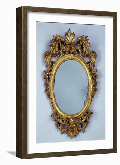 Mirror, Carved and Gilded Wood, Italy-null-Framed Giclee Print