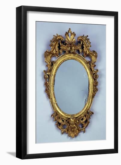 Mirror, Carved and Gilded Wood, Italy-null-Framed Giclee Print