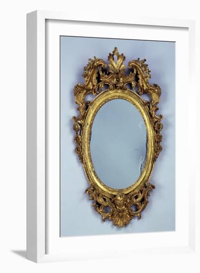 Mirror, Carved and Gilded Wood, Italy-null-Framed Giclee Print