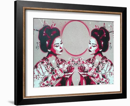 Mirror Geisha-Abstract Graffiti-Framed Giclee Print