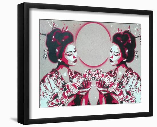 Mirror Geisha-Abstract Graffiti-Framed Giclee Print