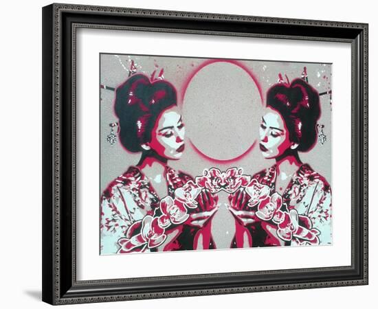 Mirror Geisha-Abstract Graffiti-Framed Giclee Print