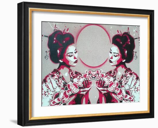 Mirror Geisha-Abstract Graffiti-Framed Giclee Print