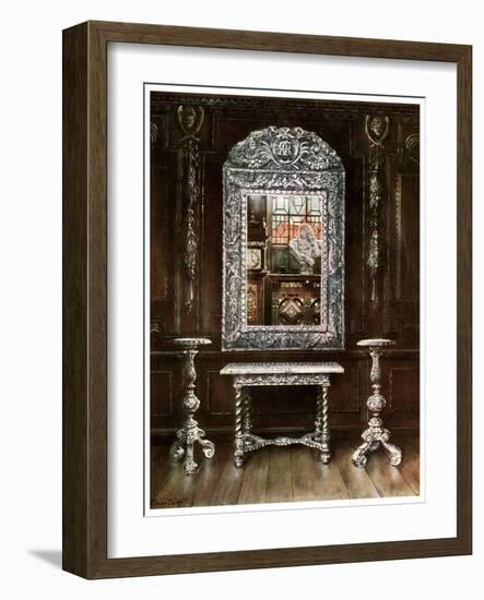 Mirror, Gueridons, and Table Overlaid with Silver Plaques, 1910-Edwin Foley-Framed Giclee Print