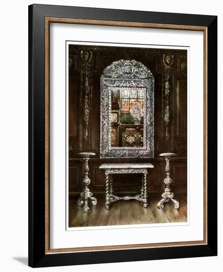 Mirror, Gueridons, and Table Overlaid with Silver Plaques, 1910-Edwin Foley-Framed Giclee Print