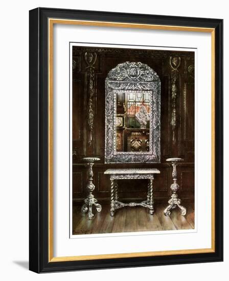 Mirror, Gueridons, and Table Overlaid with Silver Plaques, 1910-Edwin Foley-Framed Giclee Print