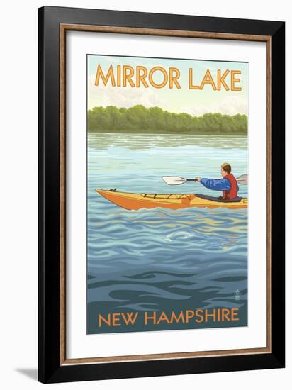 Mirror Lake, New Hampshire - Kayak Scene-Lantern Press-Framed Art Print