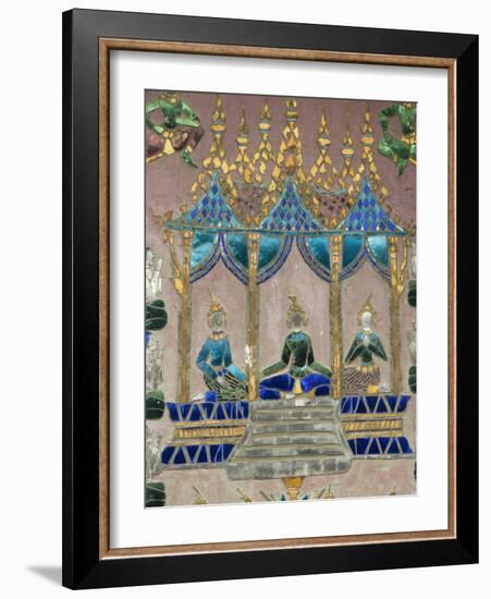 Mirror Mosaics, Reclining Buddha Shrine (Red Chapel), Wat Xieng Thong, UNESCO World Heritage Site,-Richard Maschmeyer-Framed Photographic Print