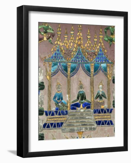 Mirror Mosaics, Reclining Buddha Shrine (Red Chapel), Wat Xieng Thong, UNESCO World Heritage Site,-Richard Maschmeyer-Framed Photographic Print