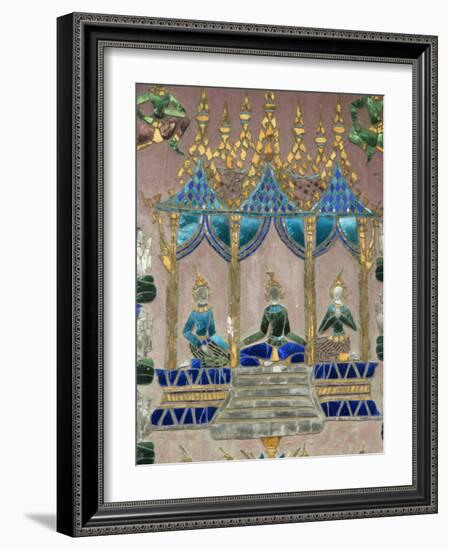 Mirror Mosaics, Reclining Buddha Shrine (Red Chapel), Wat Xieng Thong, UNESCO World Heritage Site,-Richard Maschmeyer-Framed Photographic Print