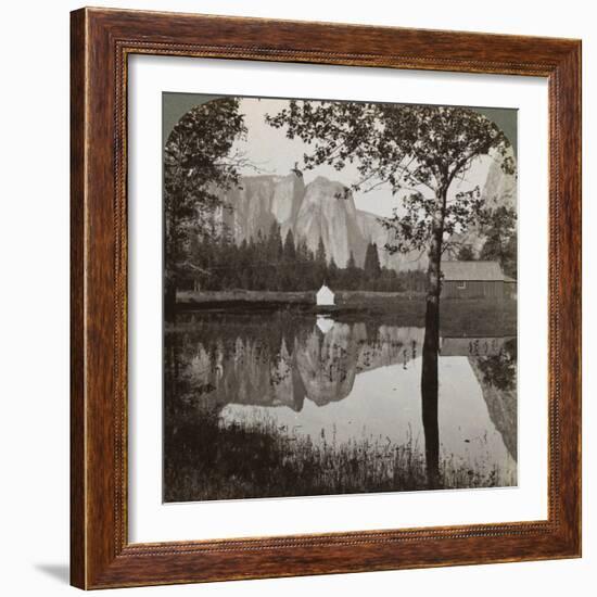 Mirror View of Cathedral Rocks, Yosemite Valley, California, USA, 1902-Underwood & Underwood-Framed Photographic Print