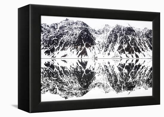 Mirrored landscape of mountains along the fjords in Svalbard-Wim van den Heever-Framed Premier Image Canvas