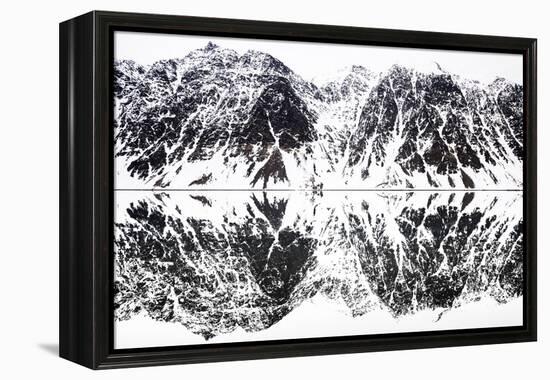 Mirrored landscape of mountains along the fjords in Svalbard-Wim van den Heever-Framed Premier Image Canvas