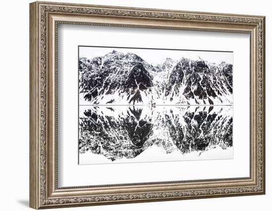 Mirrored landscape of mountains along the fjords in Svalbard-Wim van den Heever-Framed Photographic Print