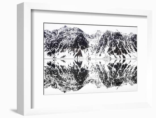 Mirrored landscape of mountains along the fjords in Svalbard-Wim van den Heever-Framed Photographic Print