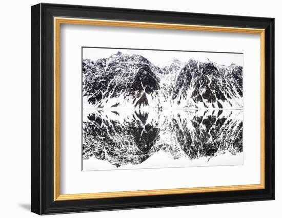 Mirrored landscape of mountains along the fjords in Svalbard-Wim van den Heever-Framed Photographic Print