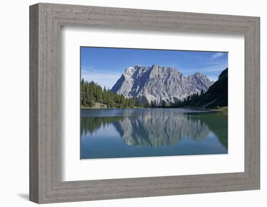 Mirroring of the Wetterstein Mountains with Wetterspitzen and Wetterwandkopf, Lake Seebensee-Uwe Steffens-Framed Photographic Print