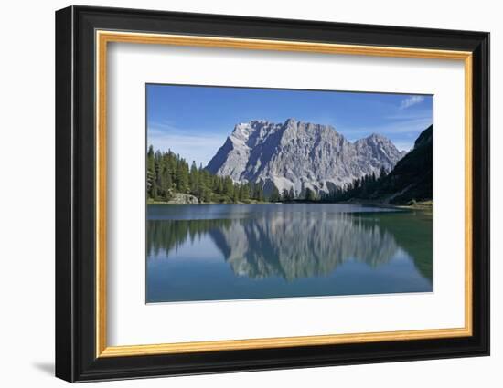 Mirroring of the Wetterstein Mountains with Wetterspitzen and Wetterwandkopf, Lake Seebensee-Uwe Steffens-Framed Photographic Print