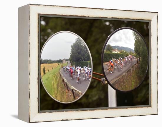 Mirrors at a T-Junction Reflect Riders During the 18th Stage of the Tour De France-null-Framed Premier Image Canvas