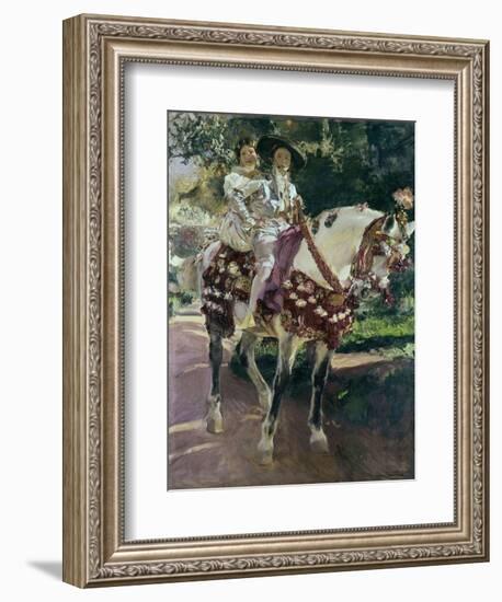 Mis Hijas Elena Y María a Caballo Con Trajes Valencianos De 1808-Joaquín Sorolla y Bastida-Framed Giclee Print