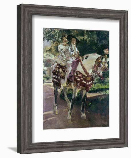 Mis Hijas Elena Y María a Caballo Con Trajes Valencianos De 1808-Joaquín Sorolla y Bastida-Framed Giclee Print