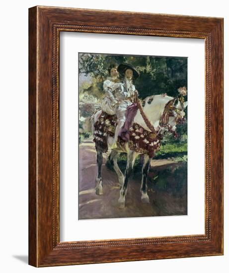 Mis Hijas Elena Y María a Caballo Con Trajes Valencianos De 1808-Joaquín Sorolla y Bastida-Framed Giclee Print