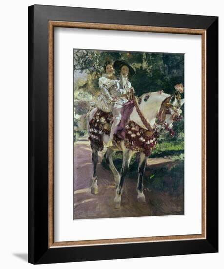 Mis Hijas Elena Y María a Caballo Con Trajes Valencianos De 1808-Joaquín Sorolla y Bastida-Framed Giclee Print