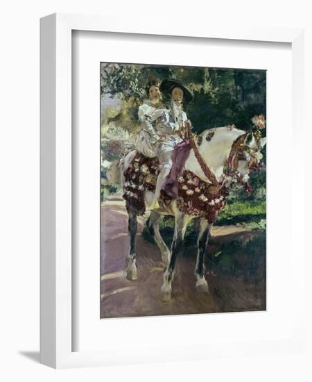 Mis Hijas Elena Y María a Caballo Con Trajes Valencianos De 1808-Joaquín Sorolla y Bastida-Framed Giclee Print