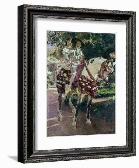 Mis Hijas Elena Y María a Caballo Con Trajes Valencianos De 1808-Joaquín Sorolla y Bastida-Framed Giclee Print