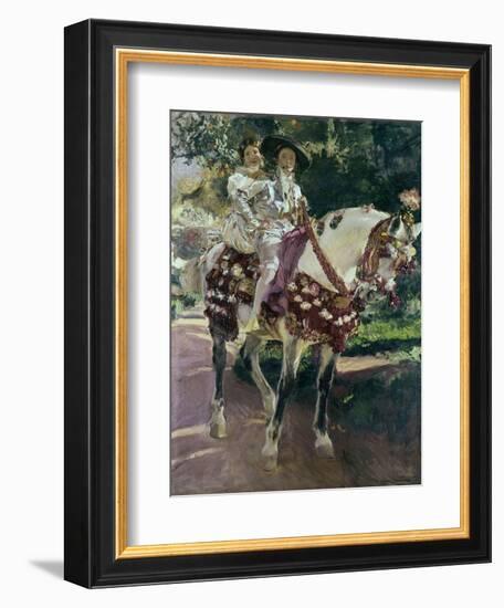 Mis Hijas Elena Y María a Caballo Con Trajes Valencianos De 1808-Joaquín Sorolla y Bastida-Framed Giclee Print