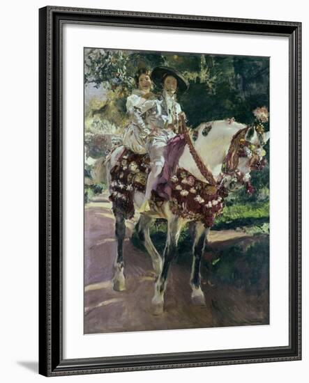 Mis Hijas Elena Y María a Caballo Con Trajes Valencianos De 1808-Joaquín Sorolla y Bastida-Framed Giclee Print