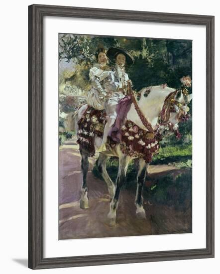 Mis Hijas Elena Y María a Caballo Con Trajes Valencianos De 1808-Joaquín Sorolla y Bastida-Framed Giclee Print