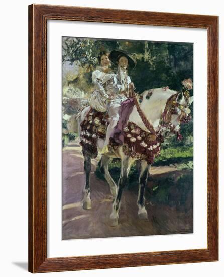 Mis Hijas Elena Y María a Caballo Con Trajes Valencianos De 1808-Joaquín Sorolla y Bastida-Framed Giclee Print