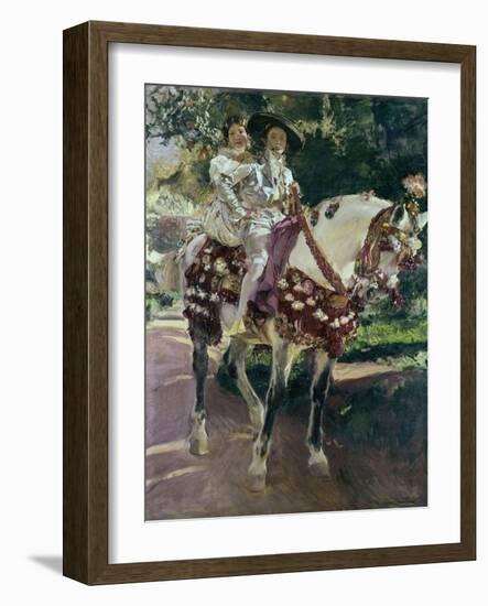 Mis Hijas Elena Y María a Caballo Con Trajes Valencianos De 1808-Joaquín Sorolla y Bastida-Framed Giclee Print