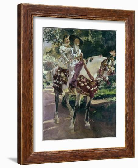 Mis Hijas Elena Y María a Caballo Con Trajes Valencianos De 1808-Joaquín Sorolla y Bastida-Framed Giclee Print