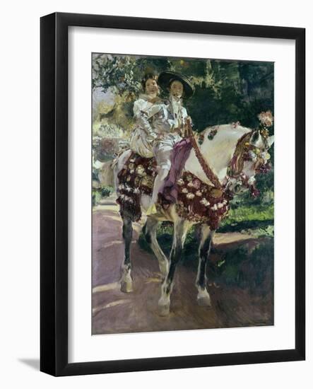 Mis Hijas Elena Y María a Caballo Con Trajes Valencianos De 1808-Joaquín Sorolla y Bastida-Framed Giclee Print