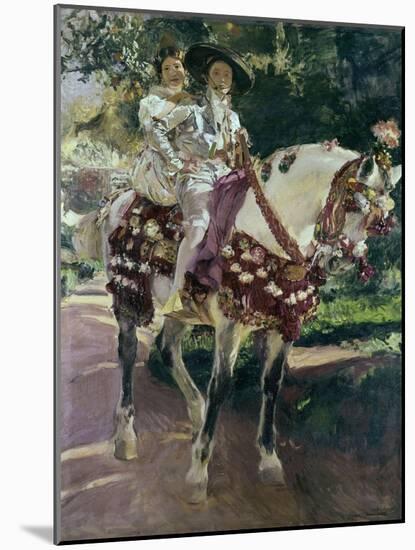 Mis Hijas Elena Y María a Caballo Con Trajes Valencianos De 1808-Joaquín Sorolla y Bastida-Mounted Giclee Print