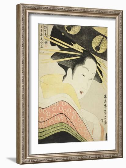 Misayama of the Chojiya, from the Series Beauties of the Licensed Quarter, C.1795-Chokosai Eisho-Framed Giclee Print