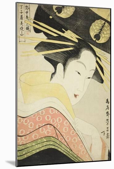 Misayama of the Chojiya, from the Series Beauties of the Licensed Quarter, C.1795-Chokosai Eisho-Mounted Giclee Print