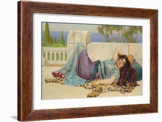 Mischief and Repose. 1909-John William Godward-Framed Giclee Print