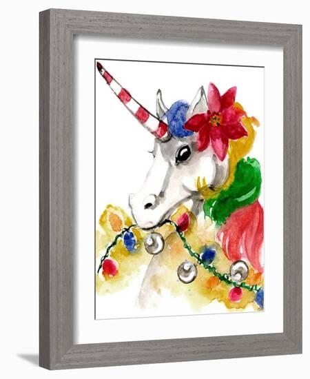 Mischievous Holiday Animal - Rainbow Unicorn-Stella Chang-Framed Art Print