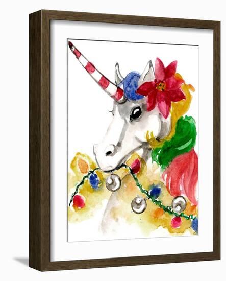 Mischievous Holiday Animal - Rainbow Unicorn-Stella Chang-Framed Art Print