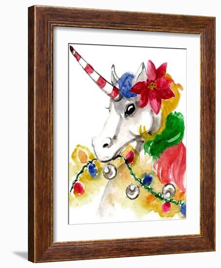 Mischievous Holiday Animal - Rainbow Unicorn-Stella Chang-Framed Art Print