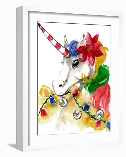 Mischievous Holiday Animal - Rainbow Unicorn-Stella Chang-Framed Art Print