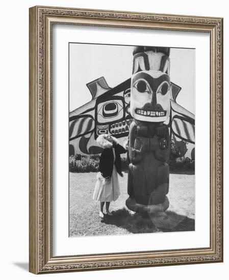 Miss Alaska Visiting an American Indian Museum-Peter Stackpole-Framed Photographic Print