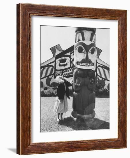 Miss Alaska Visiting an American Indian Museum-Peter Stackpole-Framed Photographic Print