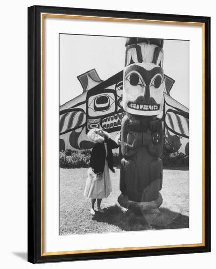 Miss Alaska Visiting an American Indian Museum-Peter Stackpole-Framed Photographic Print