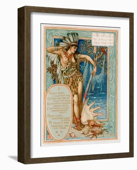 Miss America as La Belle Sauvage Fancy Free-Walter Crane-Framed Giclee Print