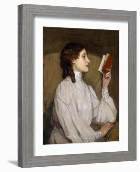 Miss Auras: the Red Book-Sir John Lavery-Framed Photographic Print